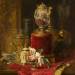 Still Life with crystal carafe, ivory tankard and orchid